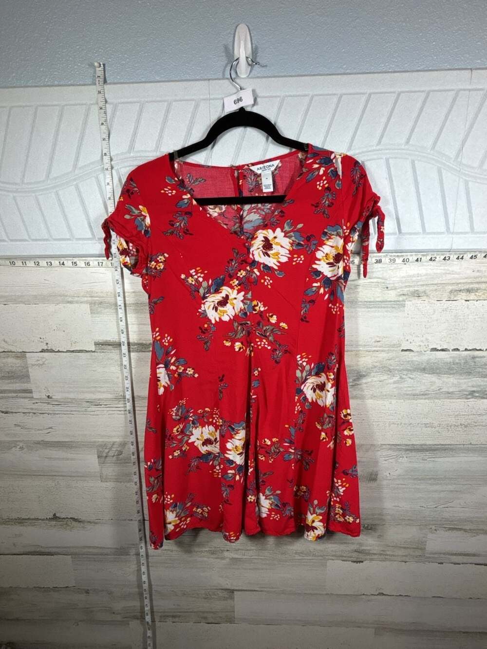 Arizona Jean Co Women's Red Floral Rayon Dress Size M